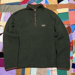 L.L. Bean Dark Forest Green Quarter Zip Pullover Fleece XL
